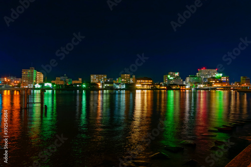Lake Shinji at night