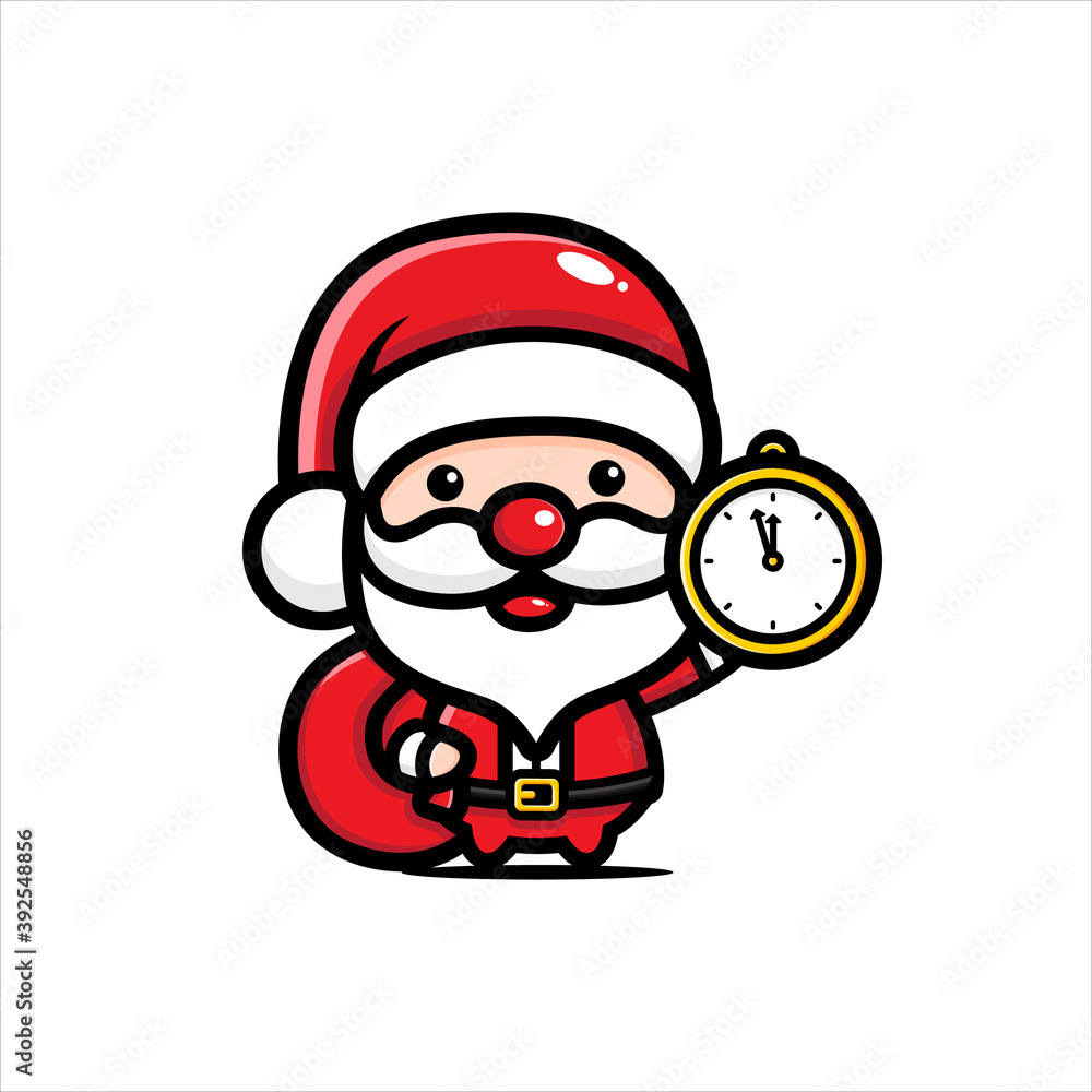 cute santa claus character holding clock cute santa claus character holding clock