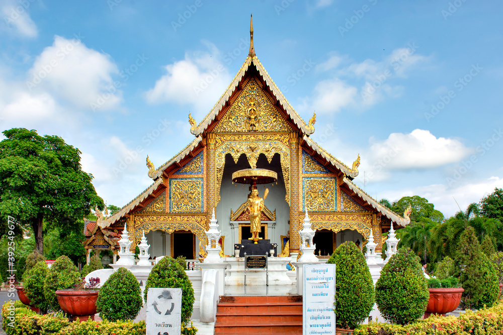 Kruba Sri Vichai Sculpture Monument and Viharn of Wat Phra Sing Temple, Chiang Mai, Thailand