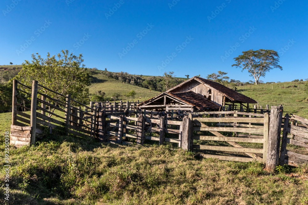 an old cattle wooden stable abandoned in Brazil