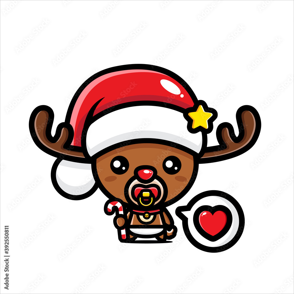 cute baby reindeer character wearing santa costume cute baby reindeer character wearing santa costume