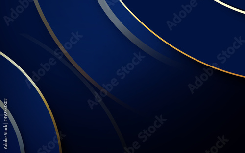 Abstract blue and gold luxury background. Minimal geometric. Vector illustration