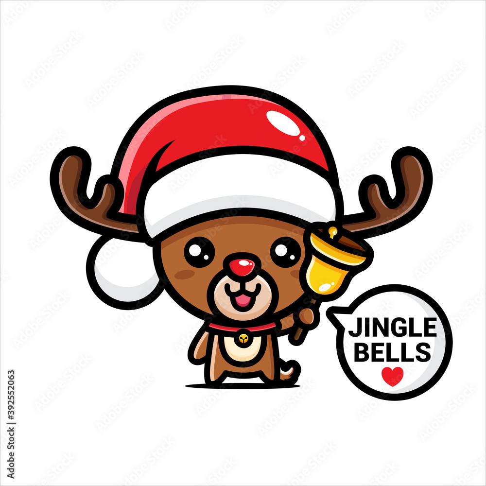 the cute deer character rings the bell the cute deer character rings the bell