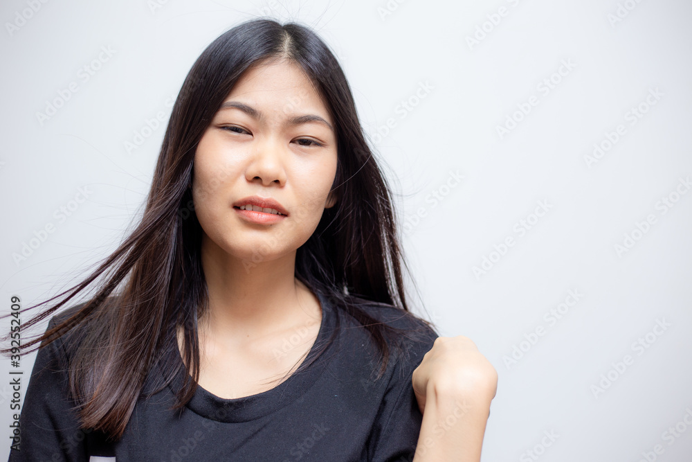 Portrait of asian woman teen girl beautiful cheerful enjoying with long black hair and clean skin Portrait of asian woman teen girl beautiful cheerful enjoying with long black hair and clean skin