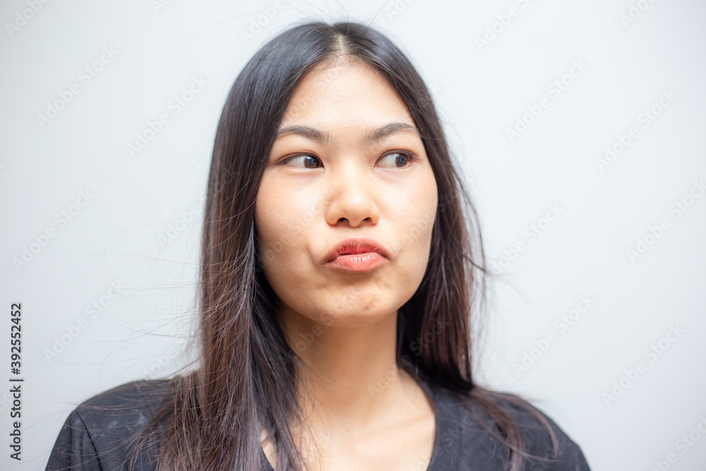 Portrait of asian woman teen girl beautiful cheerful enjoying with long black hair and clean skin Portrait of asian woman teen girl beautiful cheerful enjoying with long black hair and clean skin