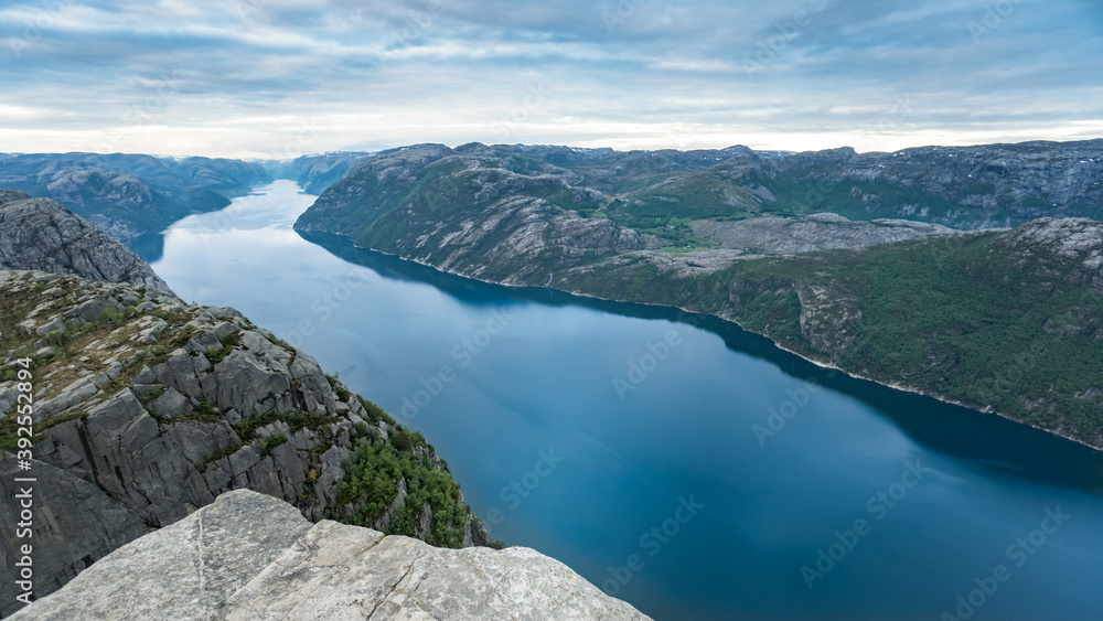 Beautiful Norway landscape with a fjord at Preikestolen, Pulpit Rock, Norway Beautiful Norway landscape with a fjord at Preikestolen, Pulpit Rock, Norway