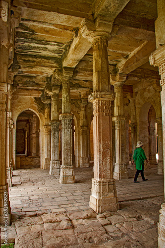 Columns in Uperkot Fort in Junagad in Gujarat