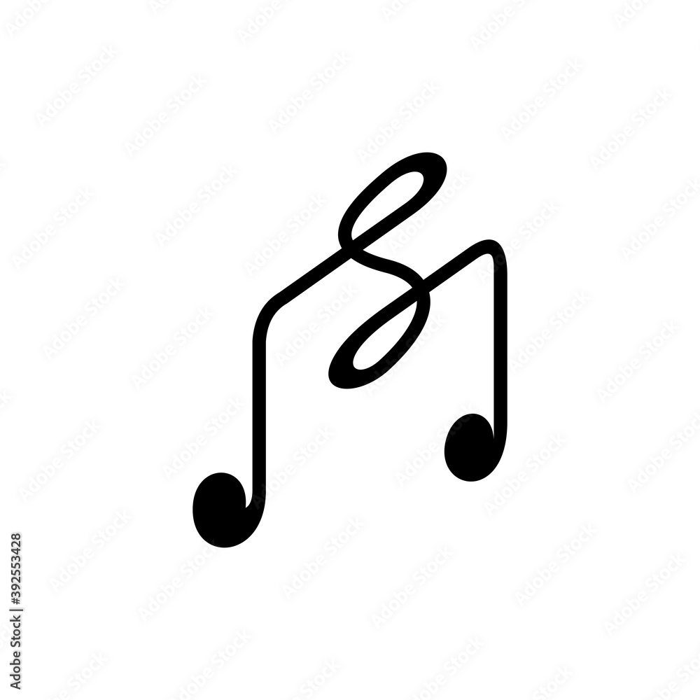 Signature music logo. Music letter S simple luxury logo template in black color Signature music logo. Music letter S simple luxury logo template in black color