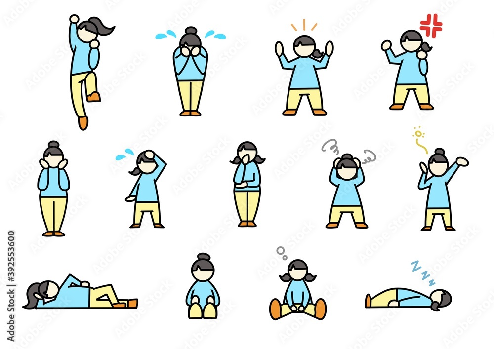 Naklejka premium ちび人間表現集2 女性ver.