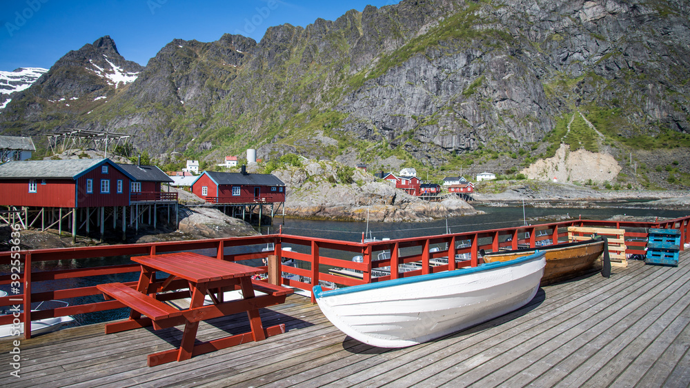 Reine, Norway - June 2016: The fishing village of Reine in the Lofoten Islands of Norway, Scandinavia
