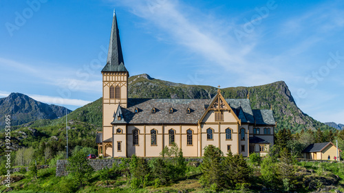 Trondheim, Norway - June 2016: Beautiful church in nature landscape in Norway