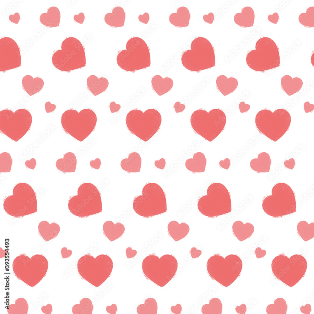 seamless pattern for valentine's day with small pink and red hearts