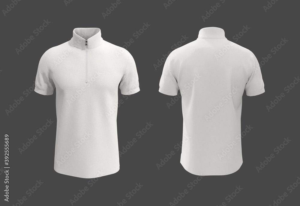 Tracktop polo shirt mockup with half zip, front and back views, tee ...