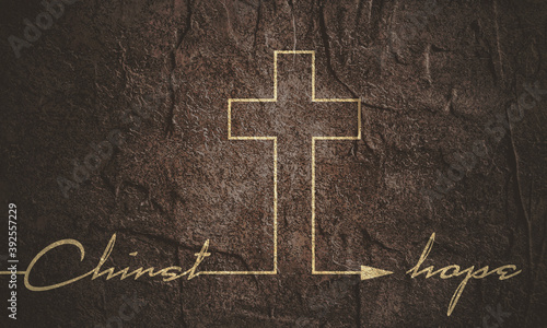 Christianity concept illustration. Path from Christ to hope