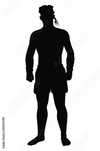 Thai boxing man  silhouette vector on white background