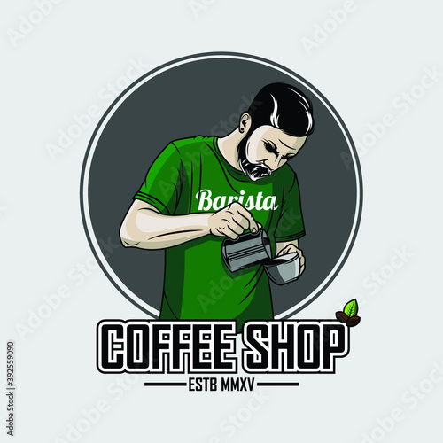 barista making coffee illustration
