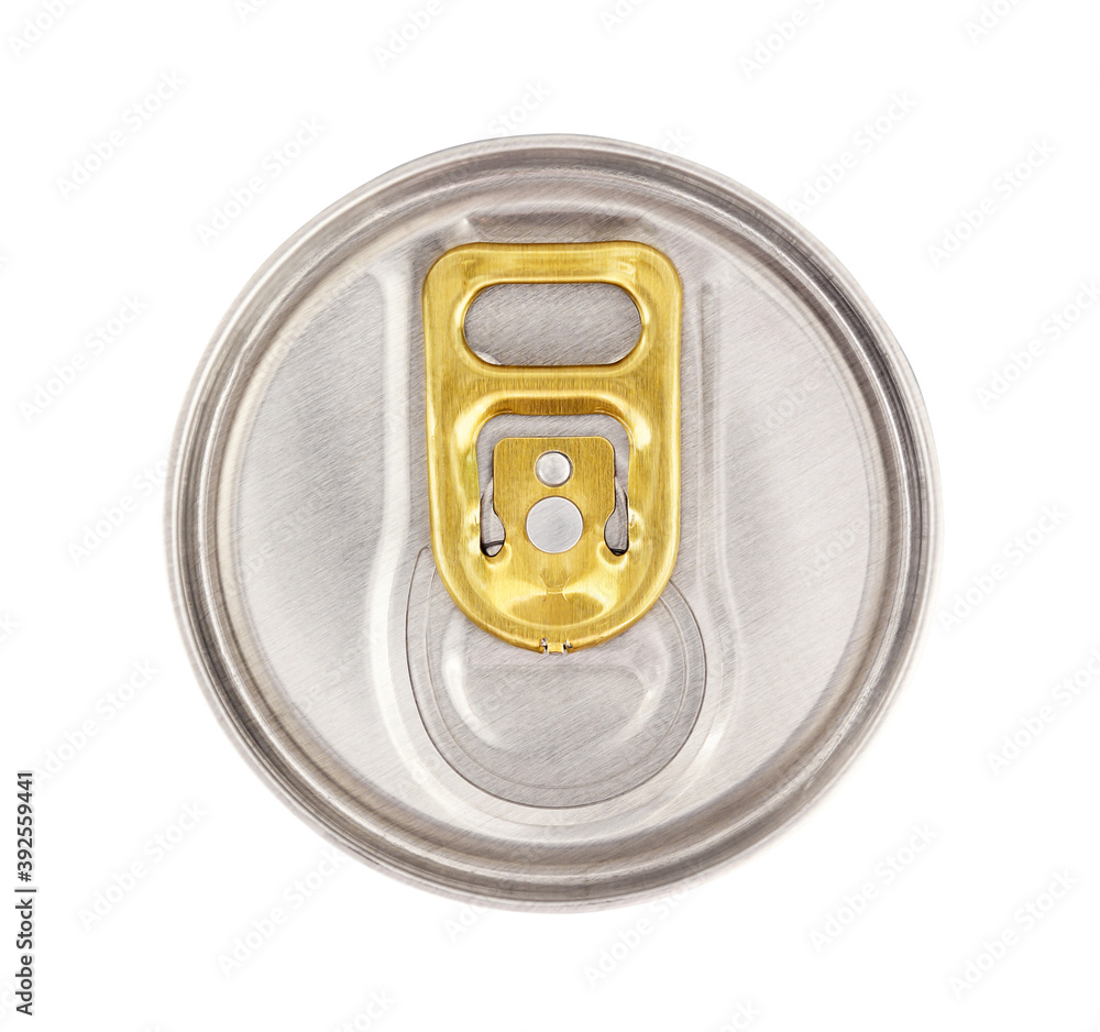metallic can on white background, view from the top metallic can on white background, view from the top