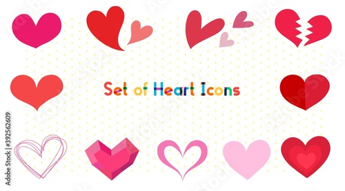 Set of heart icon of simple design