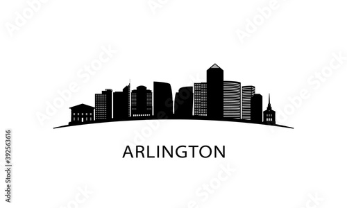 Arlington  Virginia city skyline. Black cityscape isolated on white background. Vector banner.