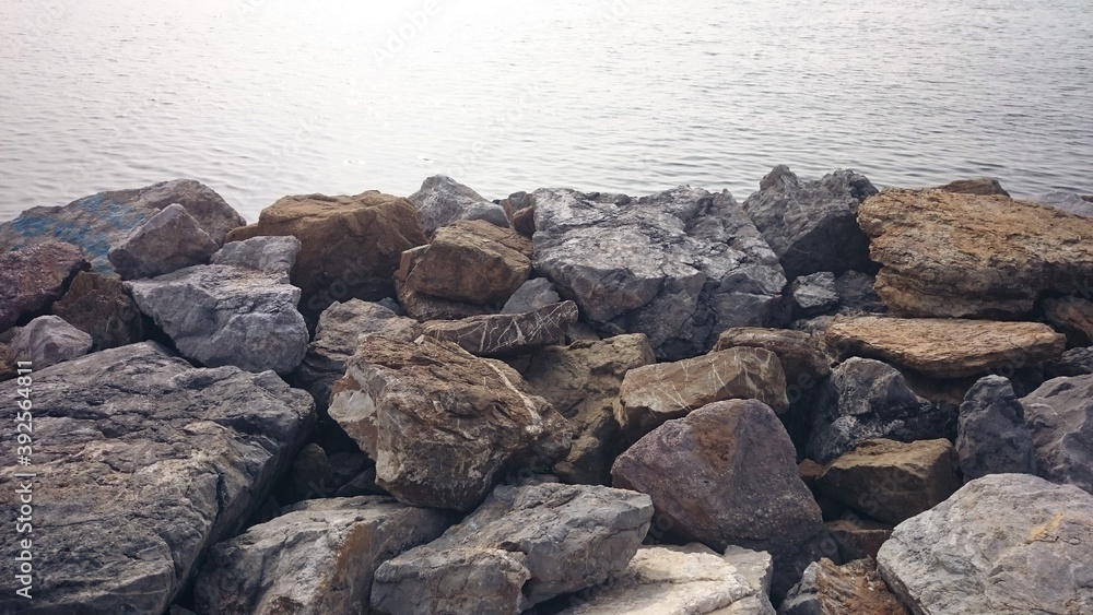 rocks in the sea, minimal view