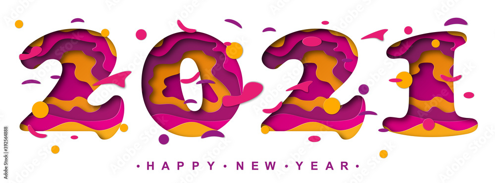 2021 Happy New Year cute colorful text. Vector illustration.