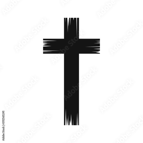 Christian cross icon. Vector silhouette of christian cross