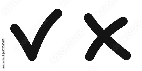Check mark and cross. Yes and No concept. Vector illustration.