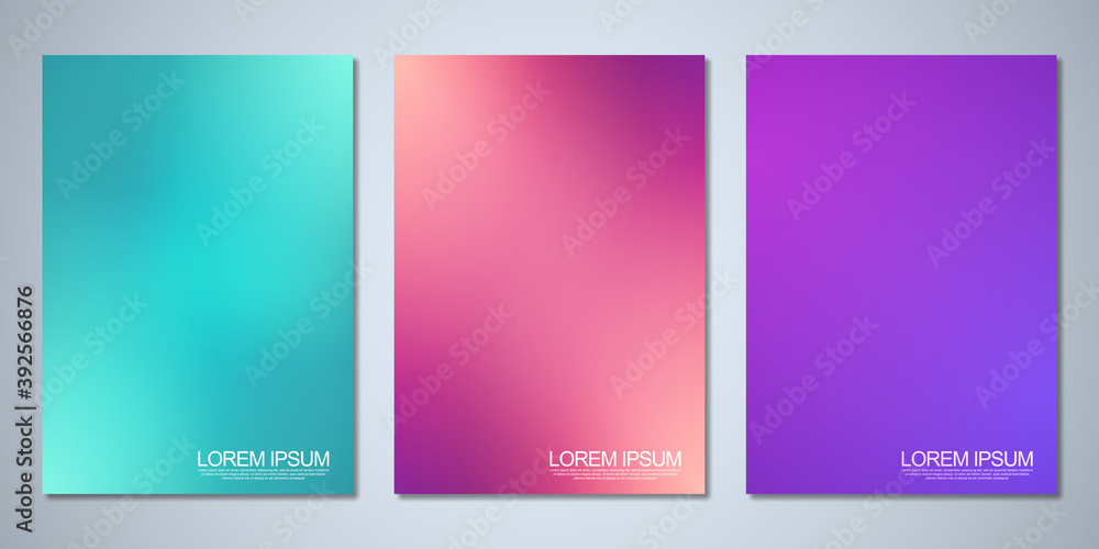 Blurred backgrounds for cover design, brochure layout, book, poster mockup, and flyer template. Colorful pattern, vibrant colors, fluid abstract, blended colours.