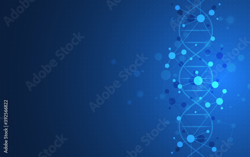 DNA helix and molecular structures. Science, medicine, and technology concept. Vector illustration.