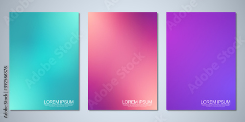 Blurred backgrounds for cover design, brochure layout, book, poster mockup, and flyer template. Colorful pattern, vibrant colors, fluid abstract, blended colours.