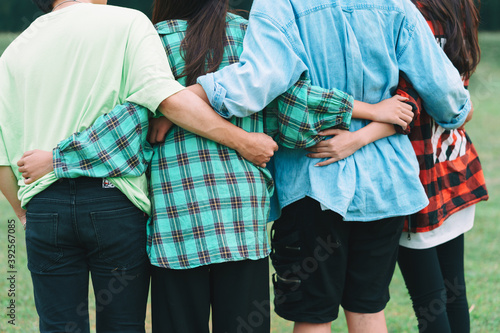 Fotografija Group of Asian people huddle together