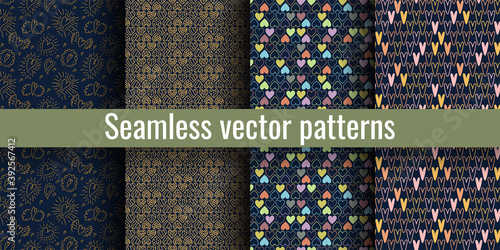 Hearts vector seamless pattern for shirt, underwear, bedding, blanket or pillow. Outline sketch background. Doodle textile. Wedding. Fashion design for Valentines day