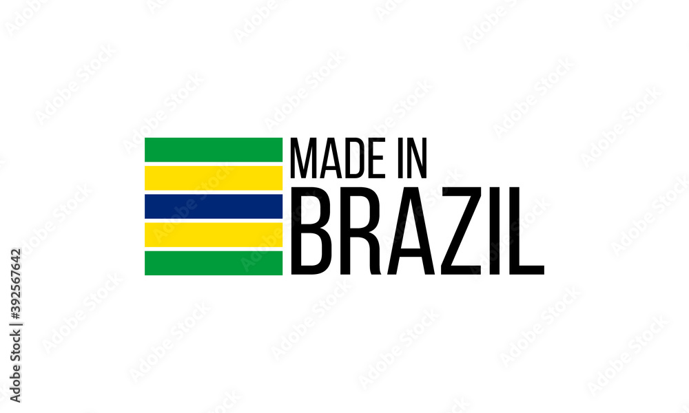 Fototapeta premium made in brazil, vector logo with brazilian flag