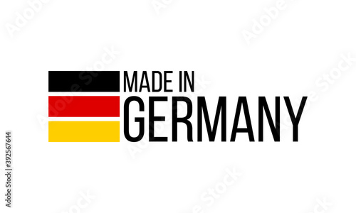 made in germany, vector logo with german flag