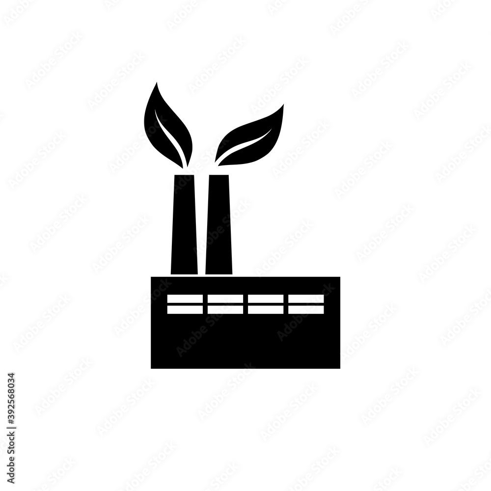 Green factory icon isolated on white background Green factory icon isolated on white background