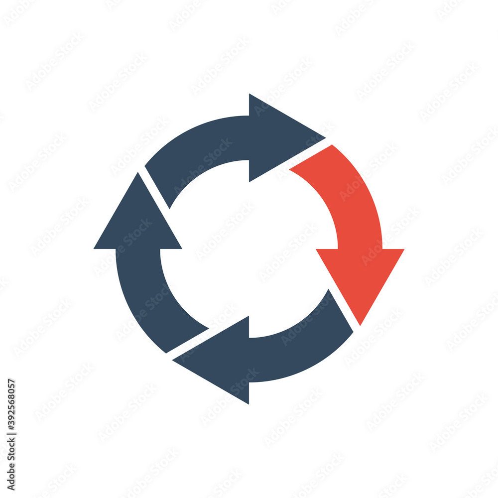 four round arrows, vector icon four round arrows, vector icon