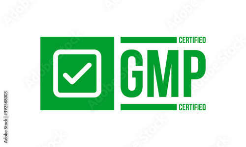 gmp certified ribber stamp, vector illustration isolated on white background