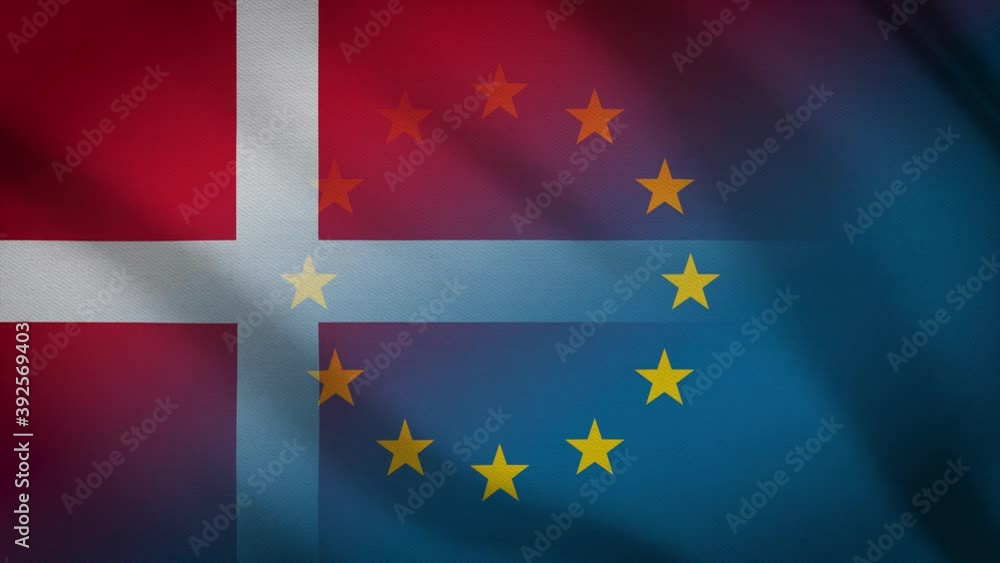 waving flag of Denmark with stars effect waving flag of Denmark with stars effect