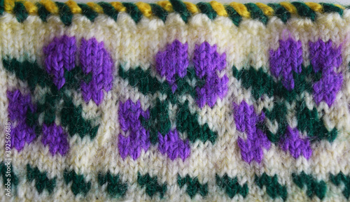 colorful knitwear, handmade pattern in detail view