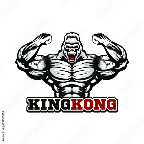 muscular king kong logo vector 