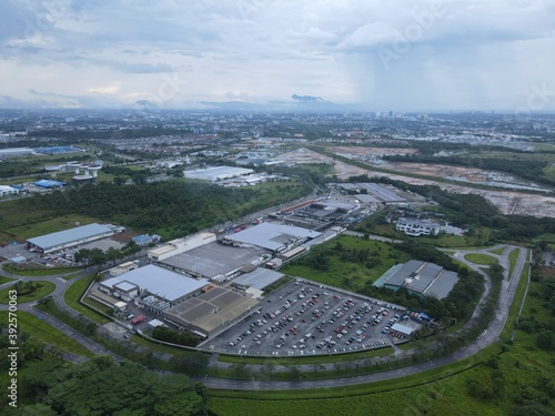 Kuching, Sarawak / Malaysia - November 14, 2020: The Samajaya Light Industrial Zone where all the major electronics, solar and semiconductor plants are located photo