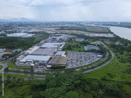 Kuching, Sarawak / Malaysia - November 14, 2020: The Samajaya Light Industrial Zone where all the major electronics, solar and semiconductor plants are located photo