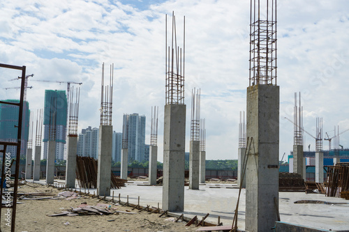 The concrete column on construction for the building