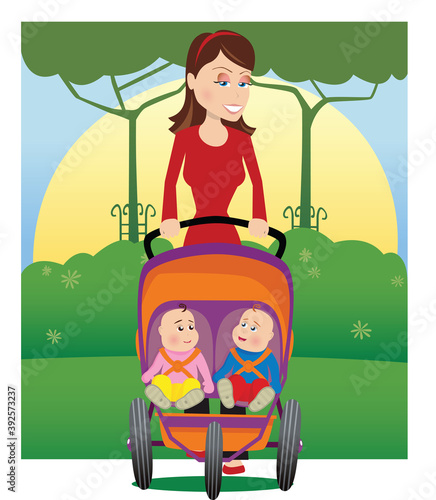 Mother and baby stroller
