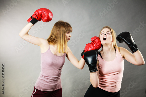 Canvas Print Two agressive women having boxing fight