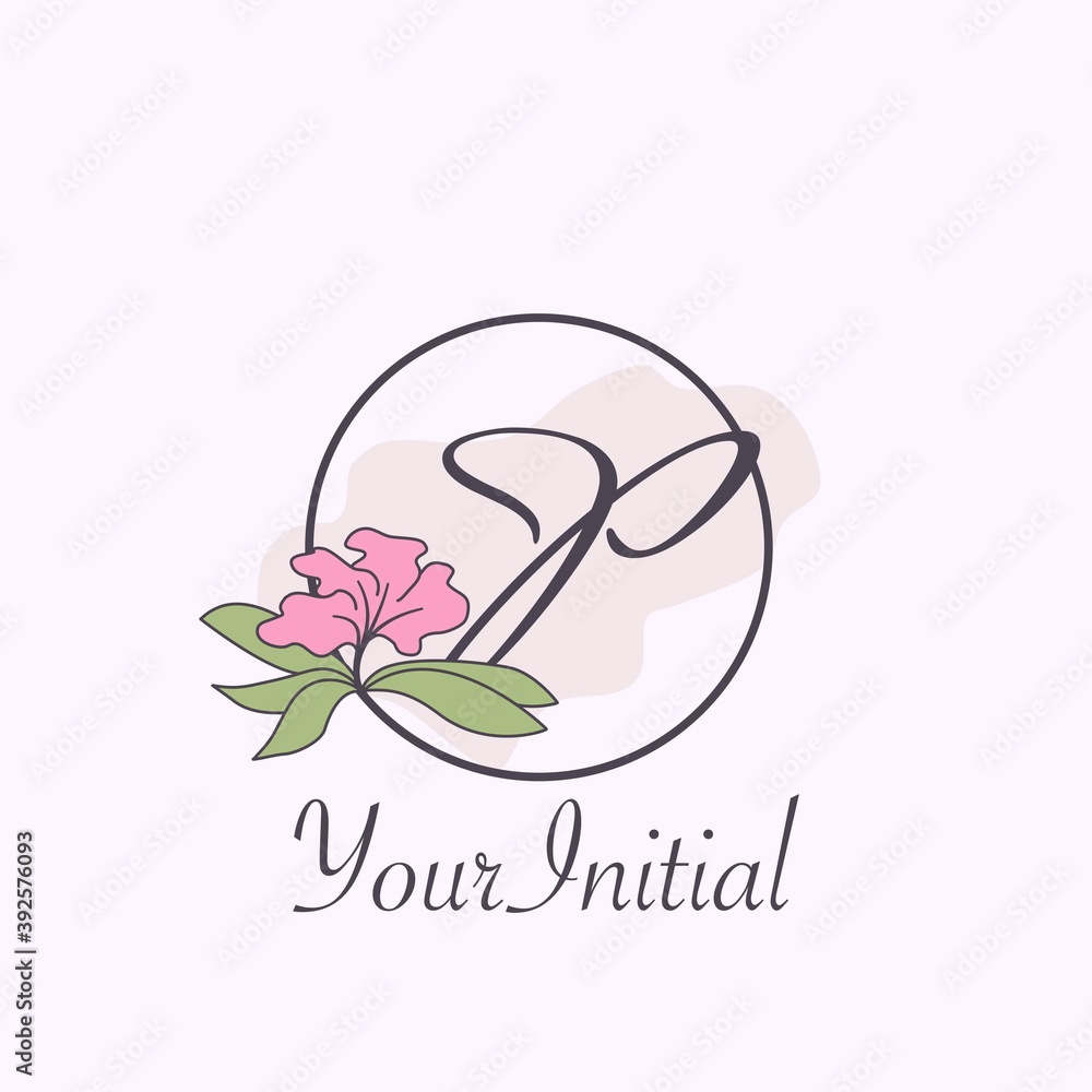 Monogram Feminine Initial P Letter Logo Concept Circle Nature Flower Vector Design Monogram Feminine Initial P Letter Logo Concept Circle Nature Flower Vector Design