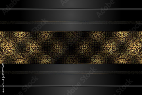  Luxury dark metallic of black and gold with circular glowing golden dots modern design.