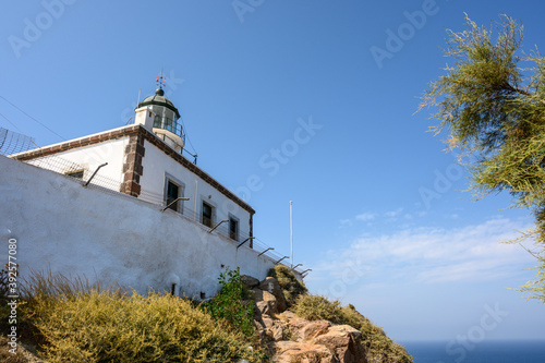 Akrotiri Lighthouse on the south coast of the island of Santorini