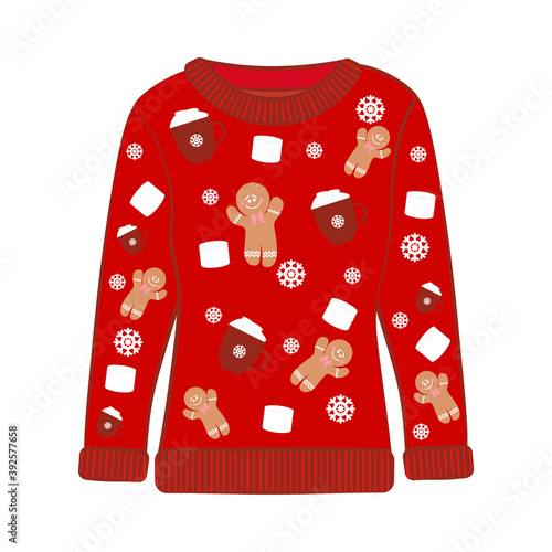 Christmas ugly party seasonal sweater vector illustration