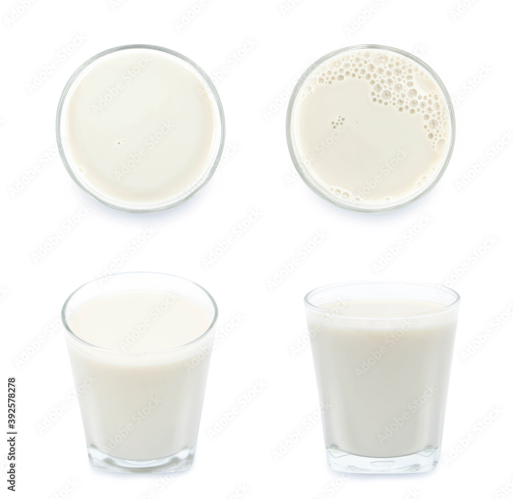 Glass of milk isolated on white background. From top view. Glass of milk isolated on white background. From top view.